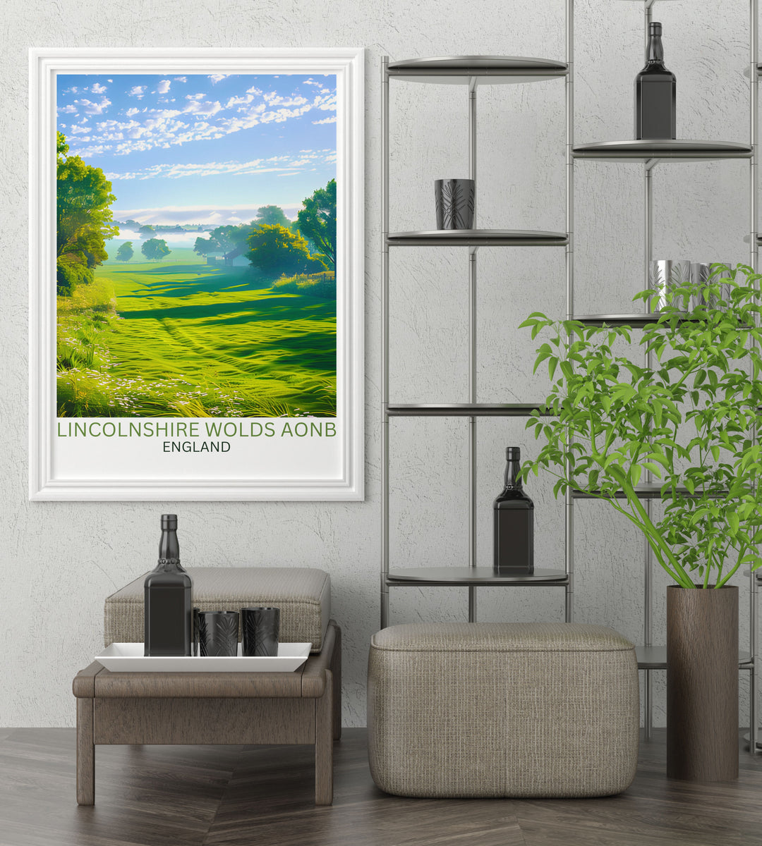 Travel poster of Lincolnshire Wolds, inspiring exploration and admiration of Englands natural landscapes.
