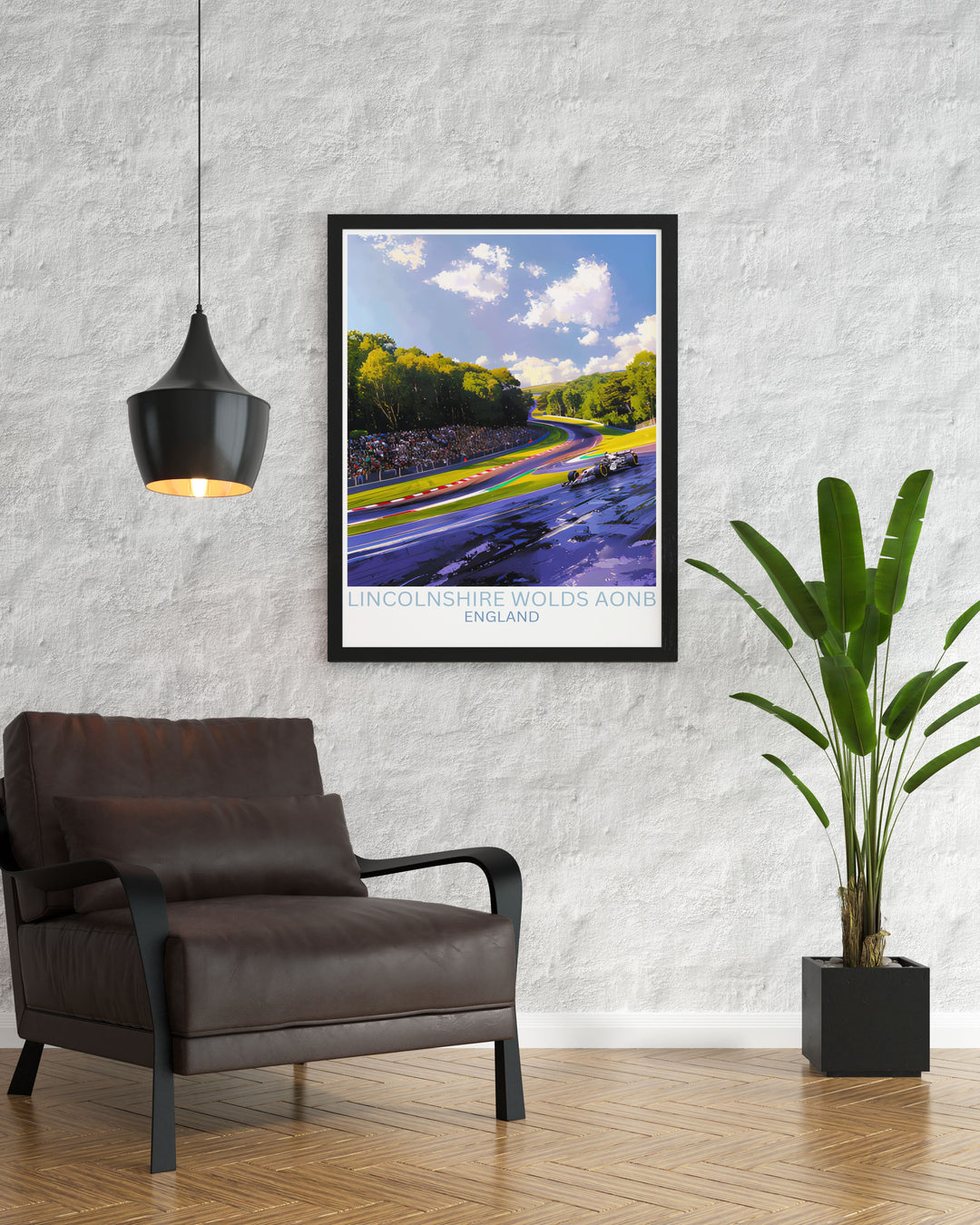 Artistic depiction of Cadwell Parks famous corners, ideal for adding a sporty edge to your gallery wall.