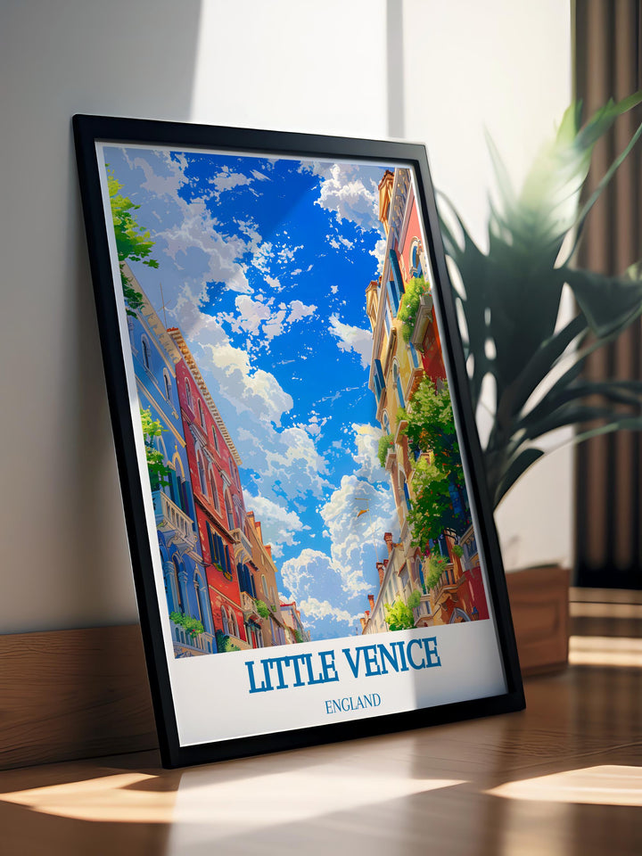 Canvas print featuring a vibrant portrayal of Little Venice, suitable for those who appreciate art with urban and natural elements.