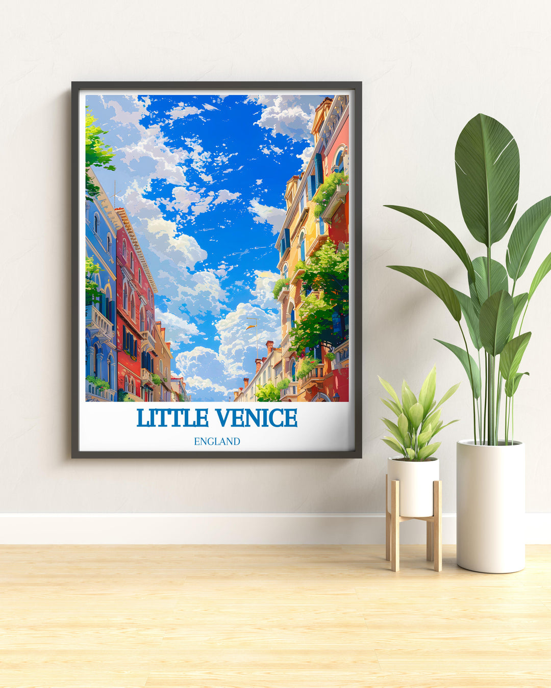 Canvas art of Little Venice Mews, highlighting the architectural details and charm of this unique London area.