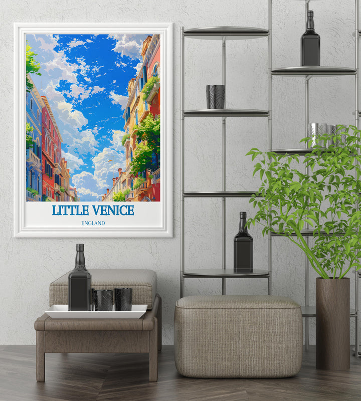 Art print depicting the scenic beauty of Little Venice during summer, perfect for bringing a fresh London vibe to your room.