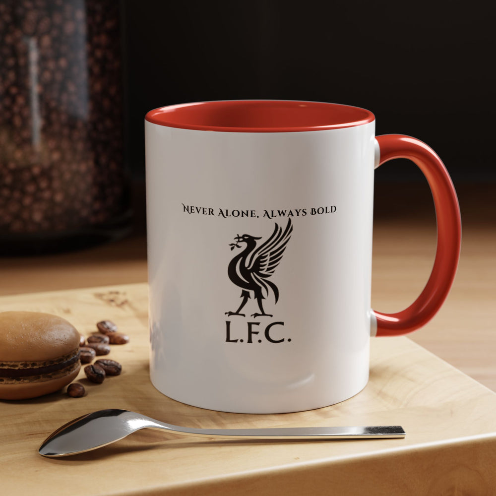 A vibrant red Liverpool FC coffee mug featuring the official club crest displayed prominently on the front, designed for loyal supporters who want to show their passion with every sip. The bold red background highlights the historic Liverpool emblem, making it a standout collectible for fans, gift-giving, or daily use whether at home, work, or during match viewing. Durable, practical, and proudly representing the spirit of the Reds.
