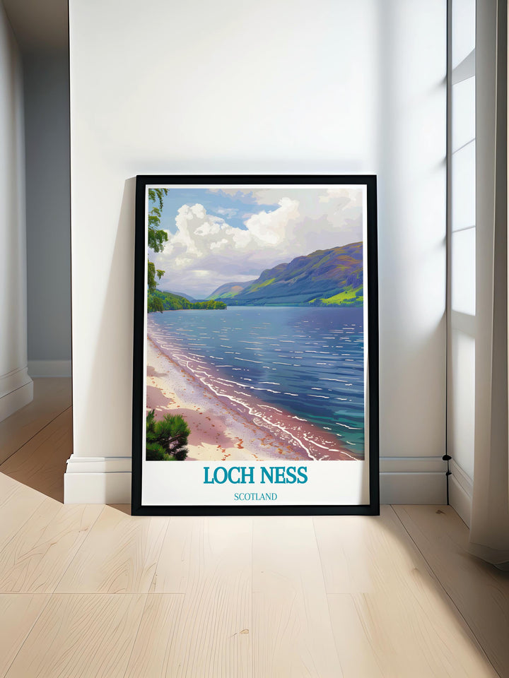 Fine art print capturing the mysterious atmosphere of Loch Ness, perfect for adding a touch of Scottish folklore to your decor.
