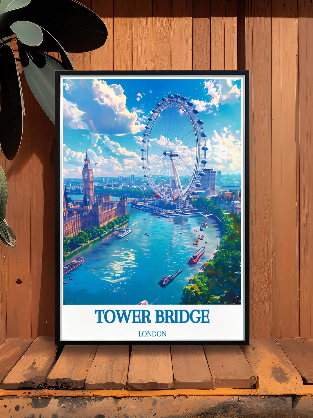 Vibrant artwork depicting The London Eyes iconic structure, enhancing any room with a touch of London flair.