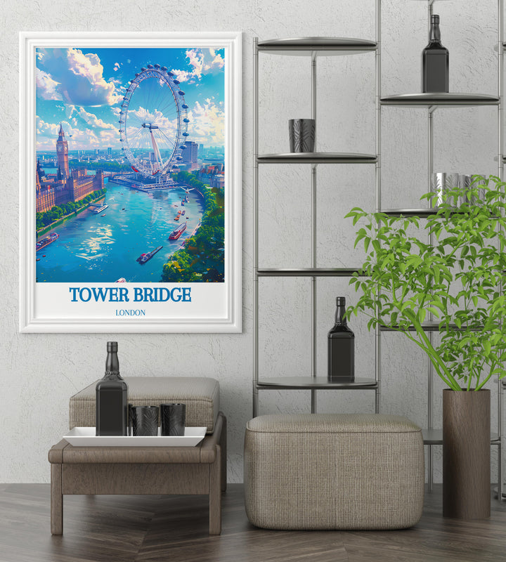 London Eye poster, ideal for those who want to bring a piece of Londons modern marvel into their space.