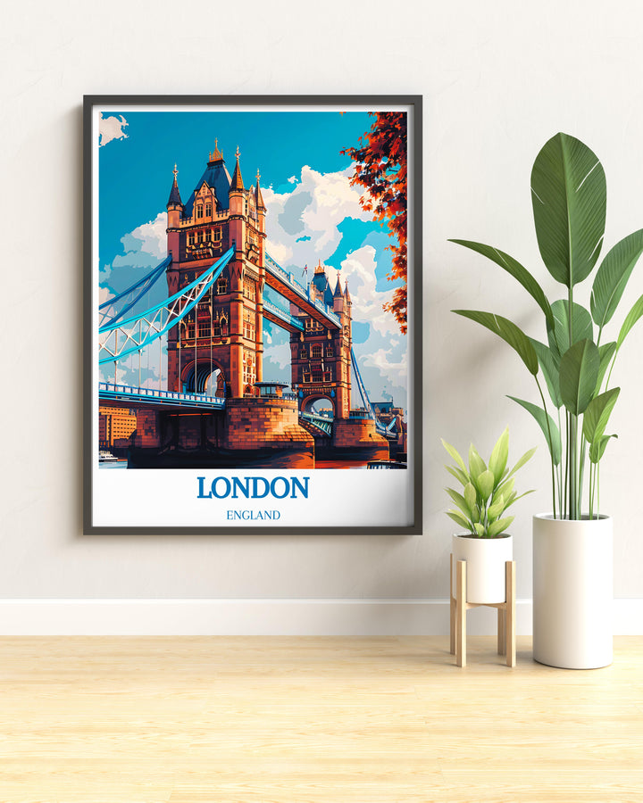 Customizable art print featuring iconic scenes from London, tailored to customer preferences.