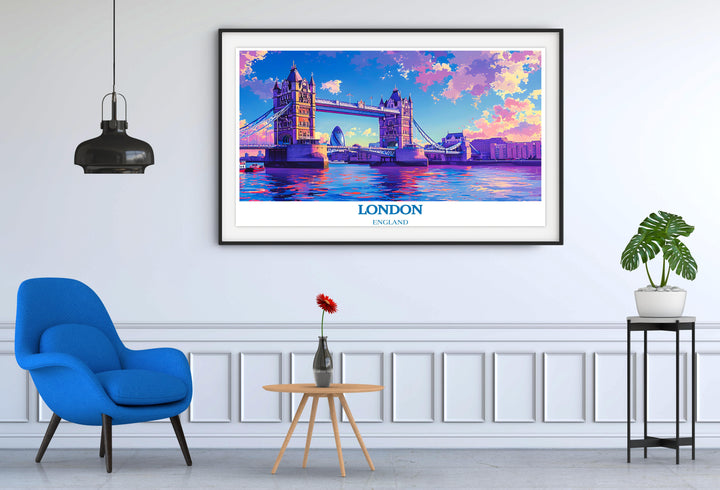 Custom prints of Tower Bridge, allowing for personalization in artwork selection.