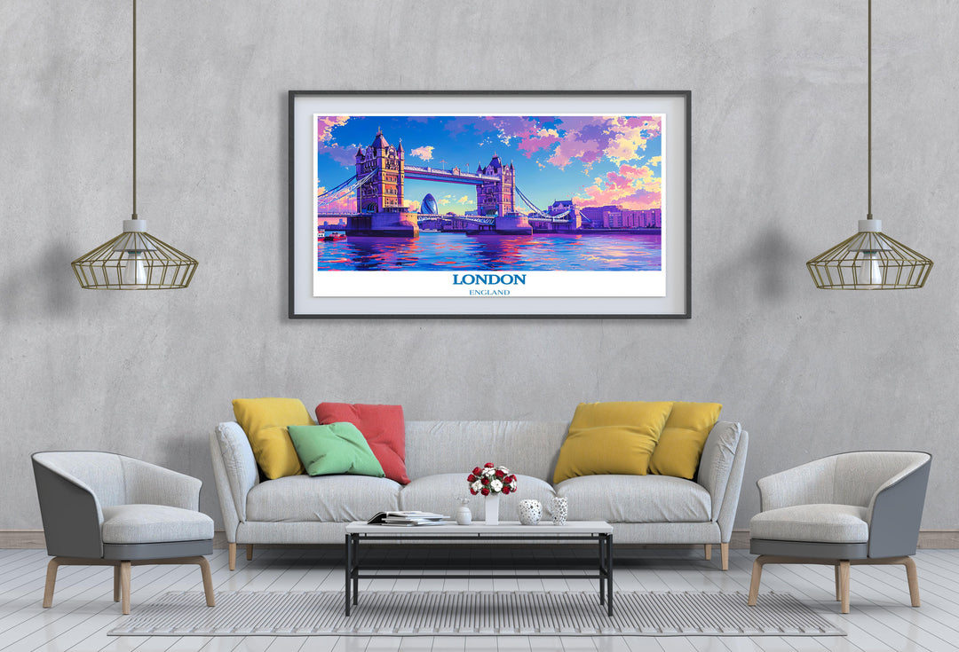 Tower Bridge depicted in various atmospheric conditions, offering a versatile look for art collectors.
