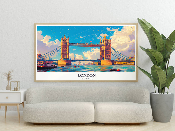 Custom print of Tower Bridge, allowing for a personalized artistic interpretation of this famous London bridge.