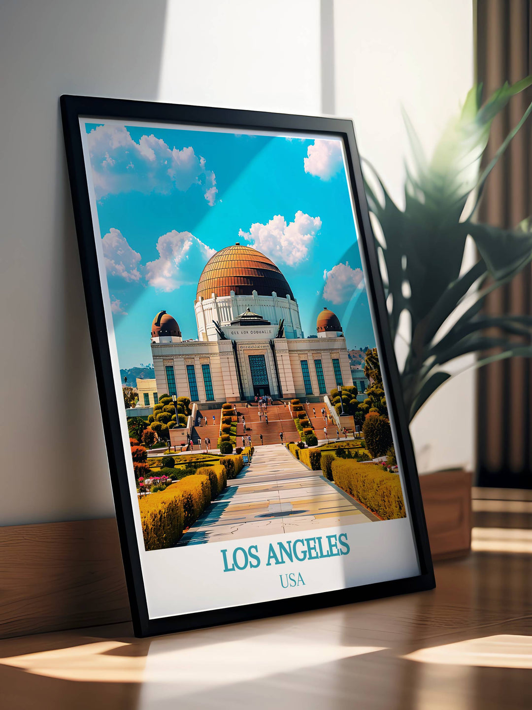 Custom print of Los Angeles, focusing on its diverse architecture and vibrant urban life.