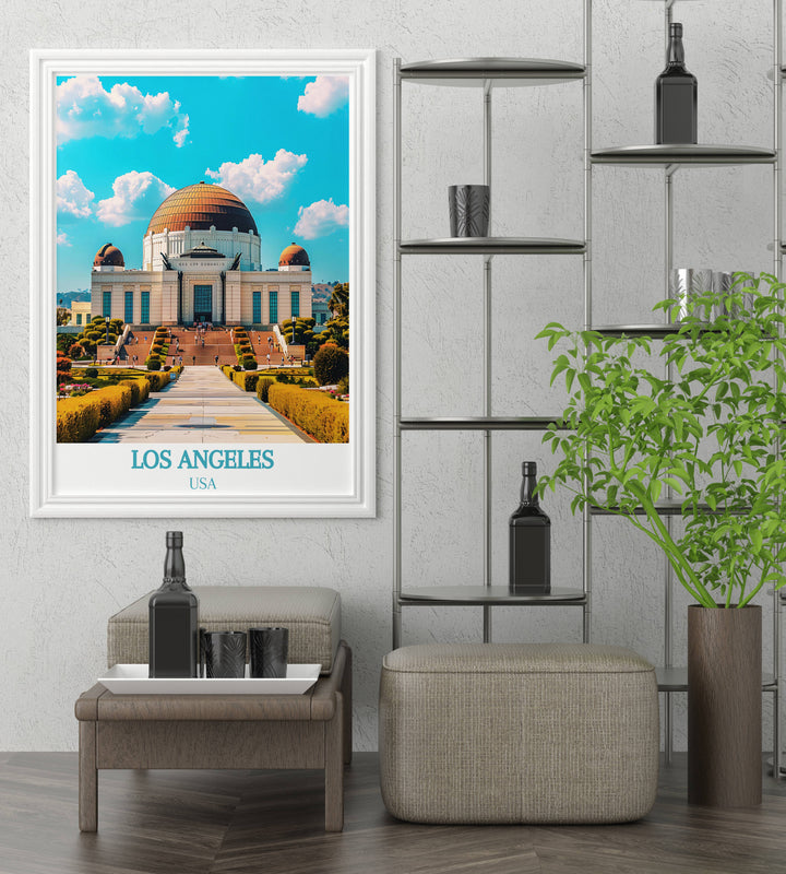 Artistic rendering of Los Angeles famous landmarks, bringing Californian culture to your living space.