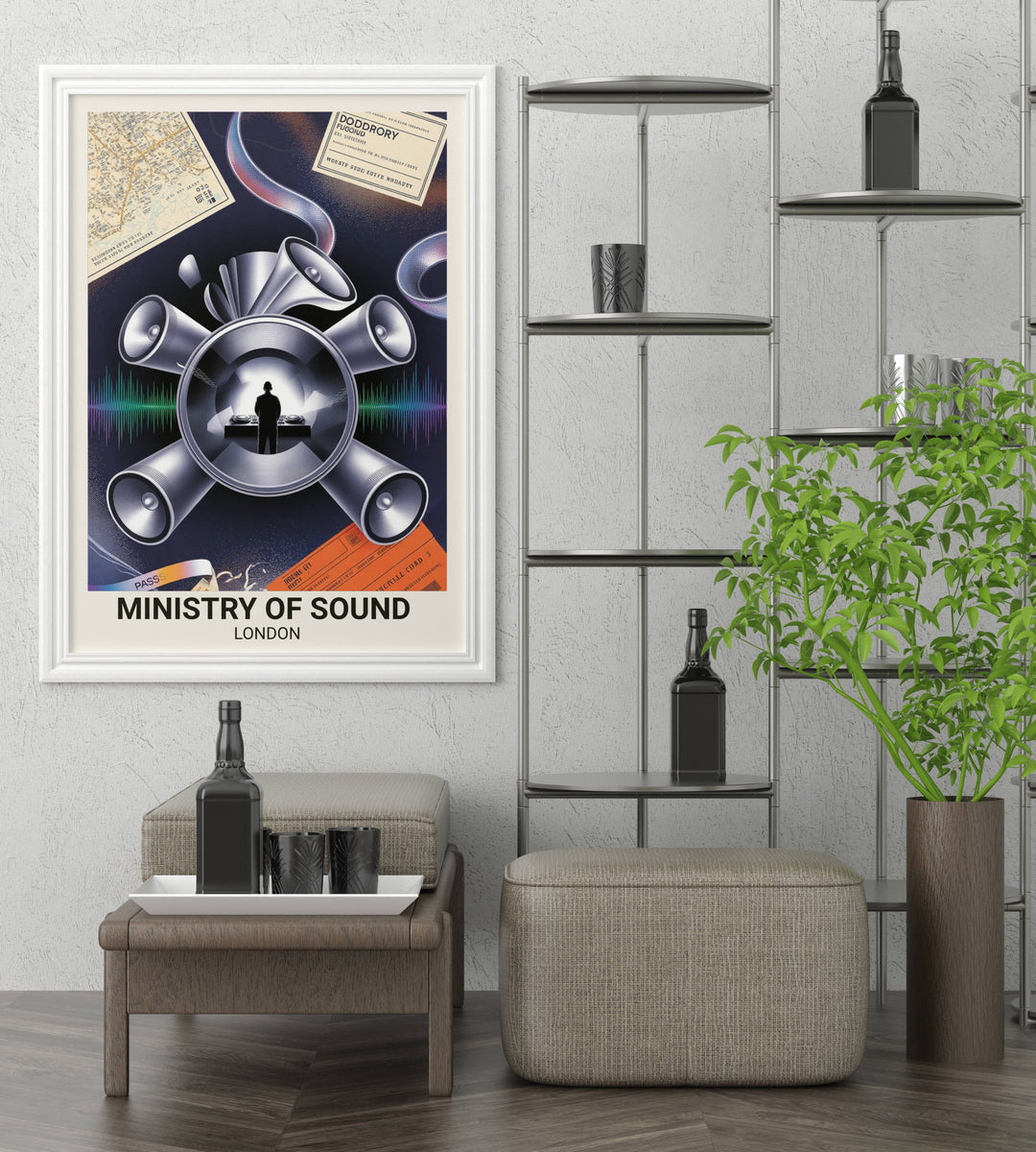 Map Your Dreams presents the ultimate tribute to 103 Gaunt Street—a post-digital collage of Ministry of Sound featuring halftone textures and luxury 2026 graphic design.