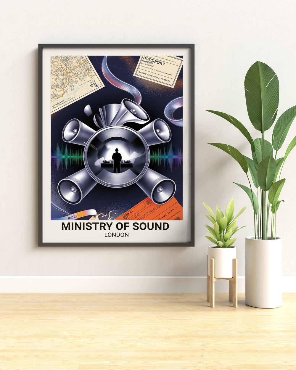 The perfect centerpiece for any audiophile’s studio, this Map Your Dreams print reimagines the legendary Box sound system with sharp liquid chrome logos and rhythmic soundwave vectors.