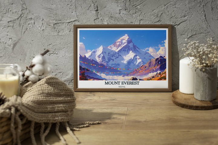 Custom poster of Kala Patthar with detailed artistry, focusing on the trekking path and surrounding landscape.