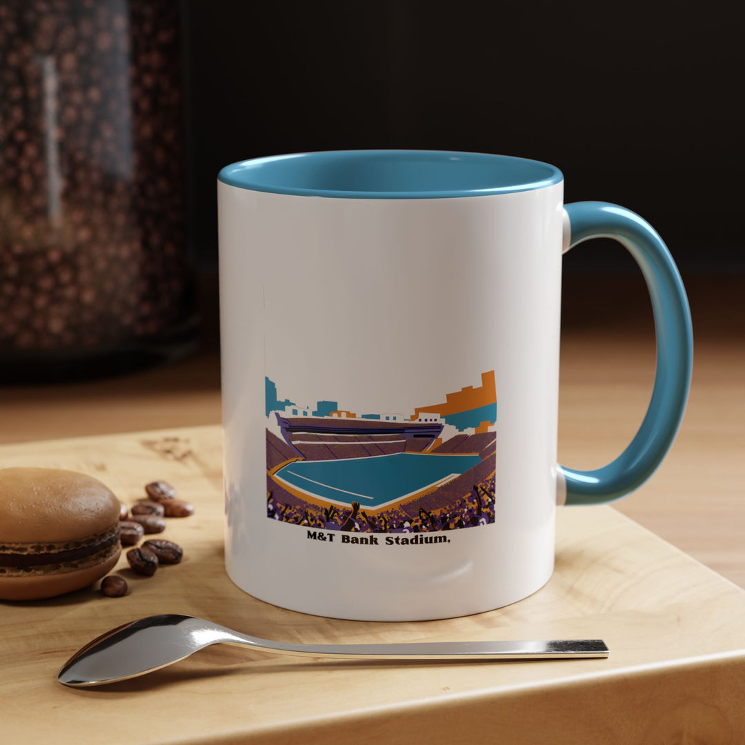 A blue M&T Bank Stadium mug with a vivid printed stadium artwork representing the Baltimore Ravens’ home field. The blue background highlights the design clearly and adds a refreshing look for fans who enjoy supporting the team every day. Ideal for morning coffee, evening tea, game-day gatherings, or as a collector’s item.