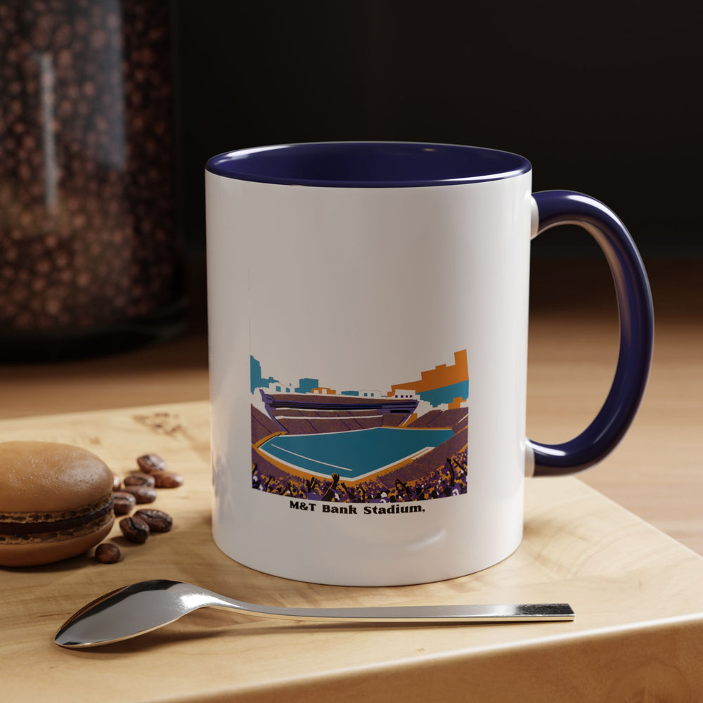 A navy blue M&T Bank Stadium mug featuring the beloved Baltimore Ravens stadium artwork in strong print detail. The deep navy color gives the mug a refined, classic appearance that fits professional or casual settings. Ideal for football fans who want a stylish everyday drinkware piece.
