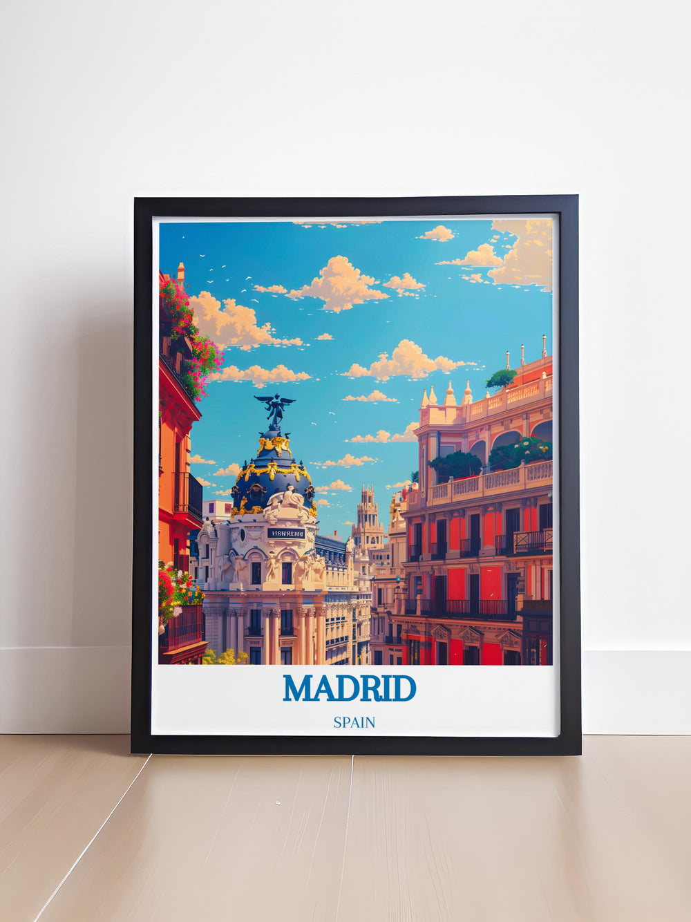 Framed art of Spains diverse landscapes, ideal for adding cultural depth to any room.