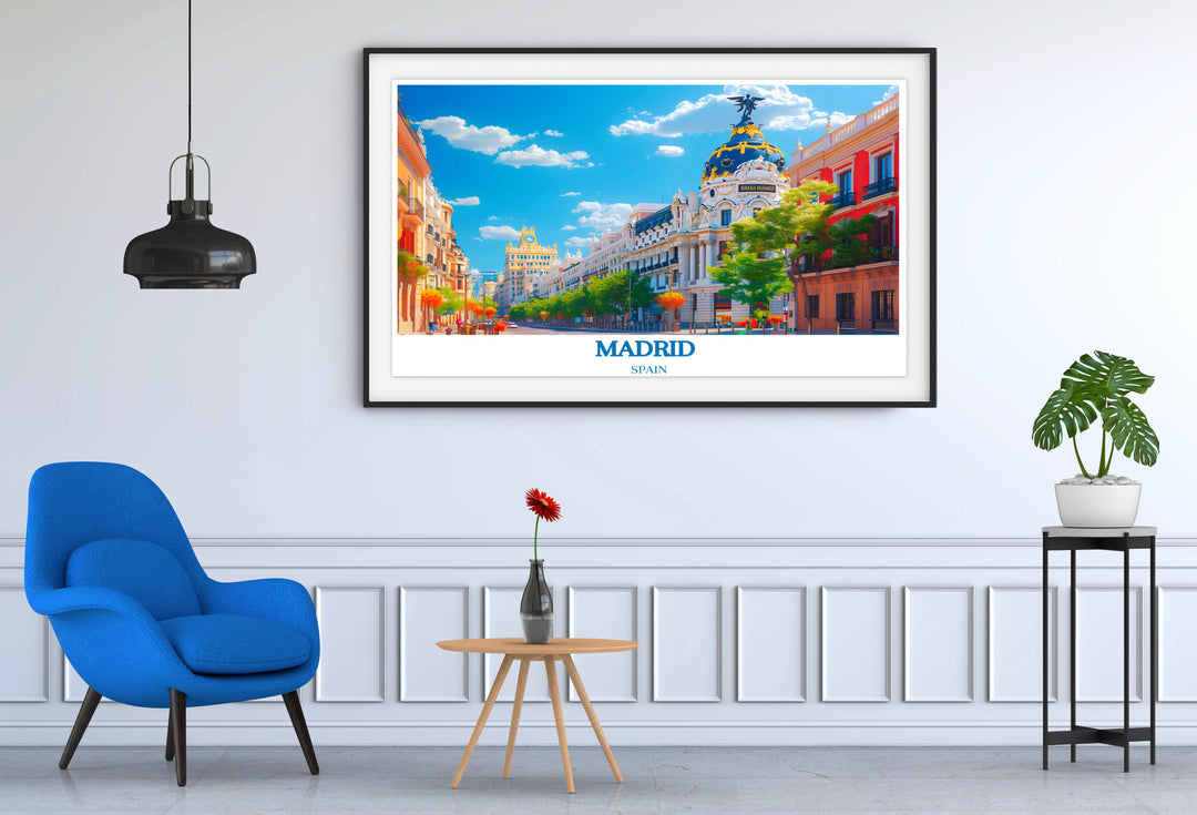 Detailed poster of Madrids streets, perfect for creating a European travel vibe at home.