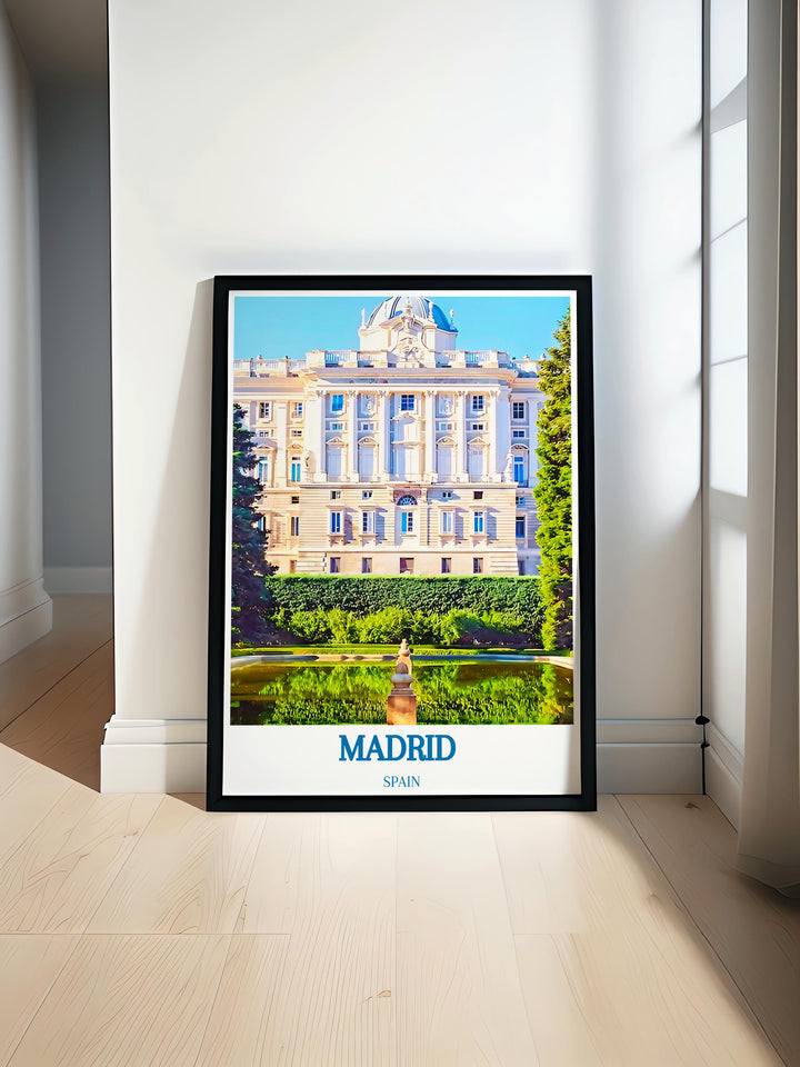 Modern wall decor print featuring vibrant scenes from Madrid, perfect for adding a splash of color and energy to any room.
