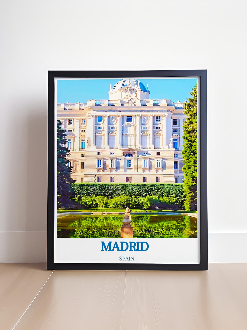 Palacio Real wall art capturing the architectural elegance of Madrids royal palace, ideal for historical art enthusiasts.