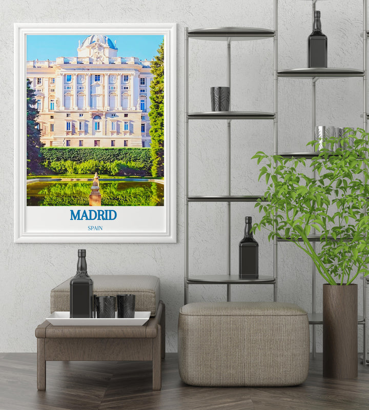 Art print of Palacio Real, displaying the grandeur of Madrids royal heritage in exquisite detail.