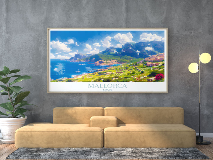 Framed artwork of Serra de Tramuntana, depicting UNESCO listed mountain landscapes.