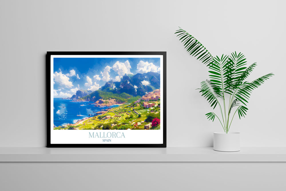 Serra de Tramuntana framed art showcases majestic mountain ranges, ideal for nature lovers.