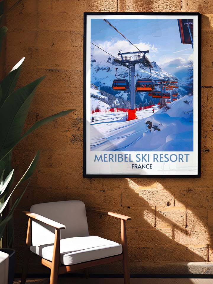 Canvas print highlighting the interconnected ski lifts of Meribel, emphasizing the vast network that makes the resort a top destination for skiers.