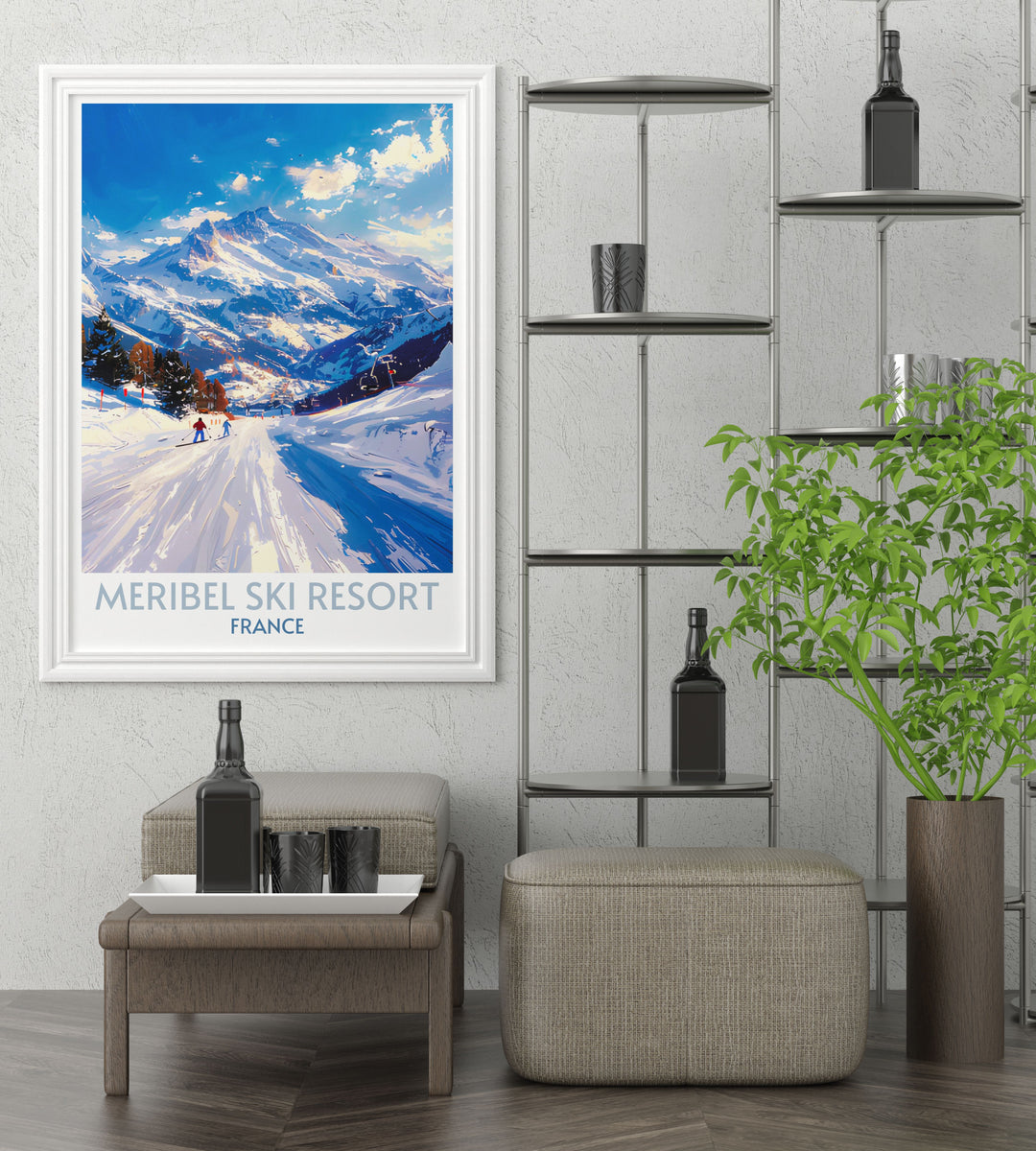 Ski slopes canvas art from Meribel, illustrating the serene early morning ready for the days first descent.