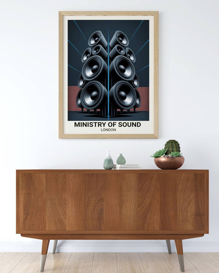 Ministry of Sound London wall decor styled in a minimalist apartment, demonstrating how the clean architectural lines complement contemporary West Coast and European design.