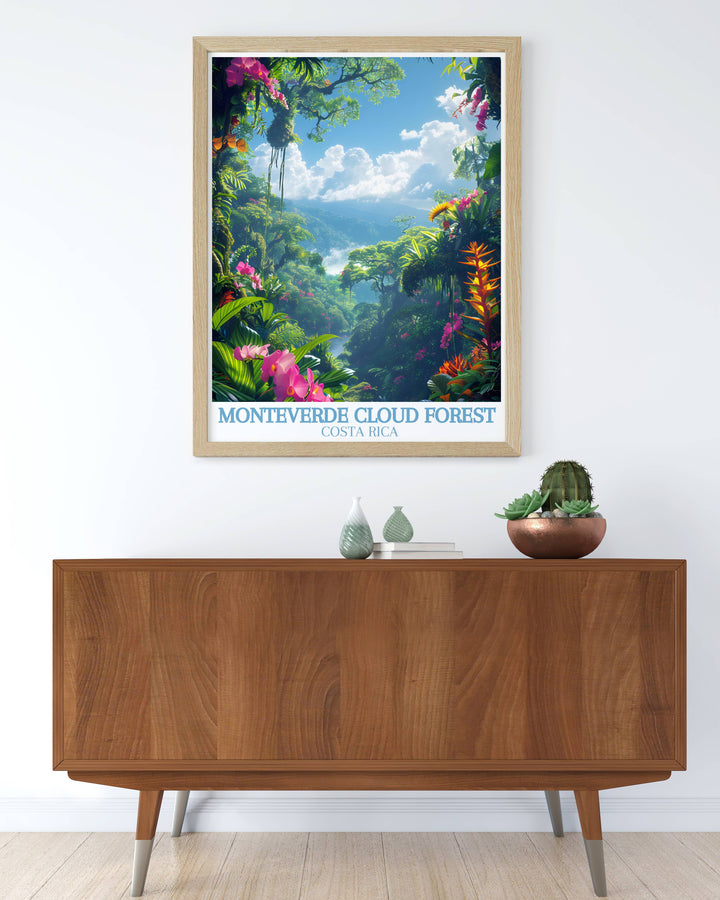 Monteverde Cloud Forest canvas art capturing the morning mist over the lush greenery, a refreshing sight for any room.