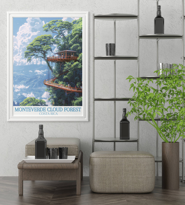 Canvas art of Costa Ricas Sky Walk, an artistic interpretation of the thrilling experience above the forest canopy.