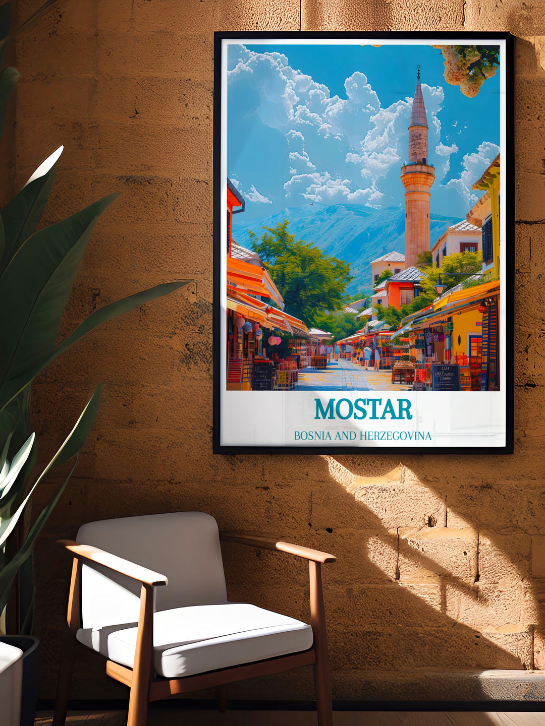 Custom print series featuring dynamic scenes from Mostar and Sarajevo, perfect for adding a touch of Bosnian culture to any decor.