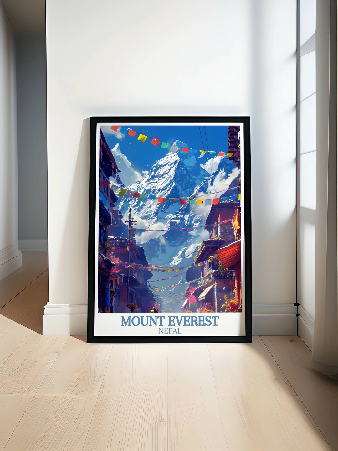 Fine art print of Mount Everest as seen from Kala Patthar, showcasing the peak in majestic detail, perfect for mountaineering enthusiasts.