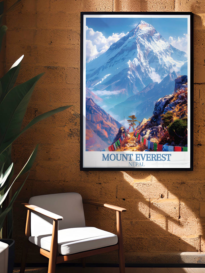 Wall art featuring a panoramic view from Kala Patthar, giving a full vista of the Everest region.