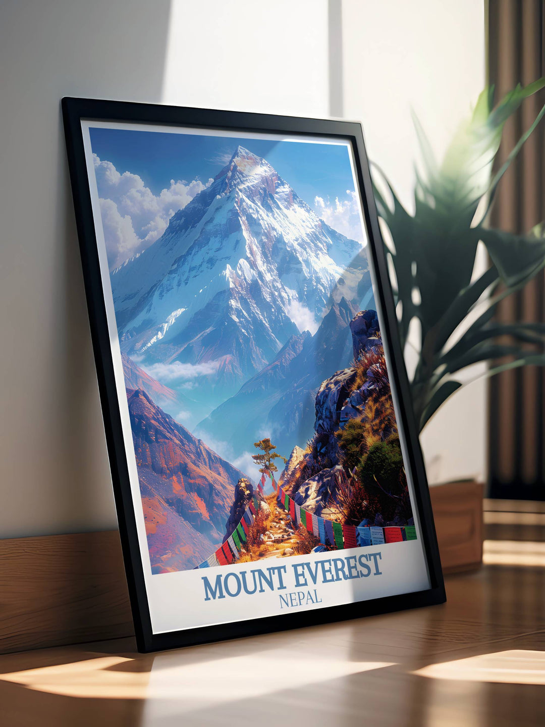 Customizable art piece of the Everest silhouette at sunset, offering a stunning display of colors.