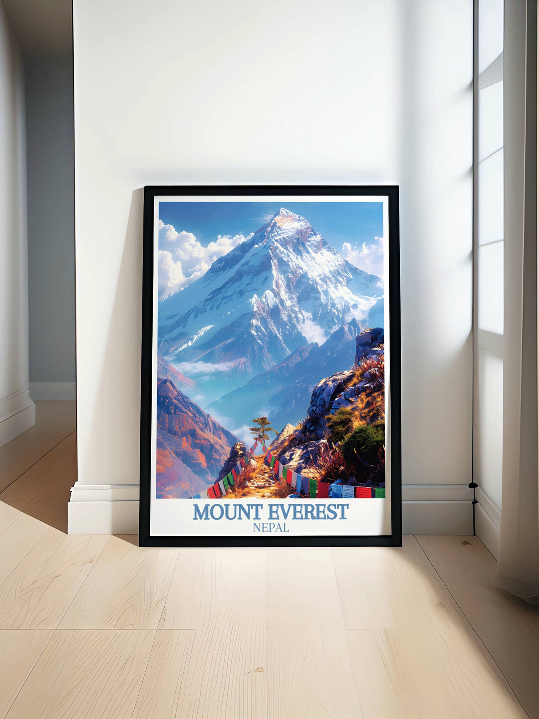 Mount Everest Gallery Wall Art depicting the summit in early morning light, ideal for those who dream of reaching the top.