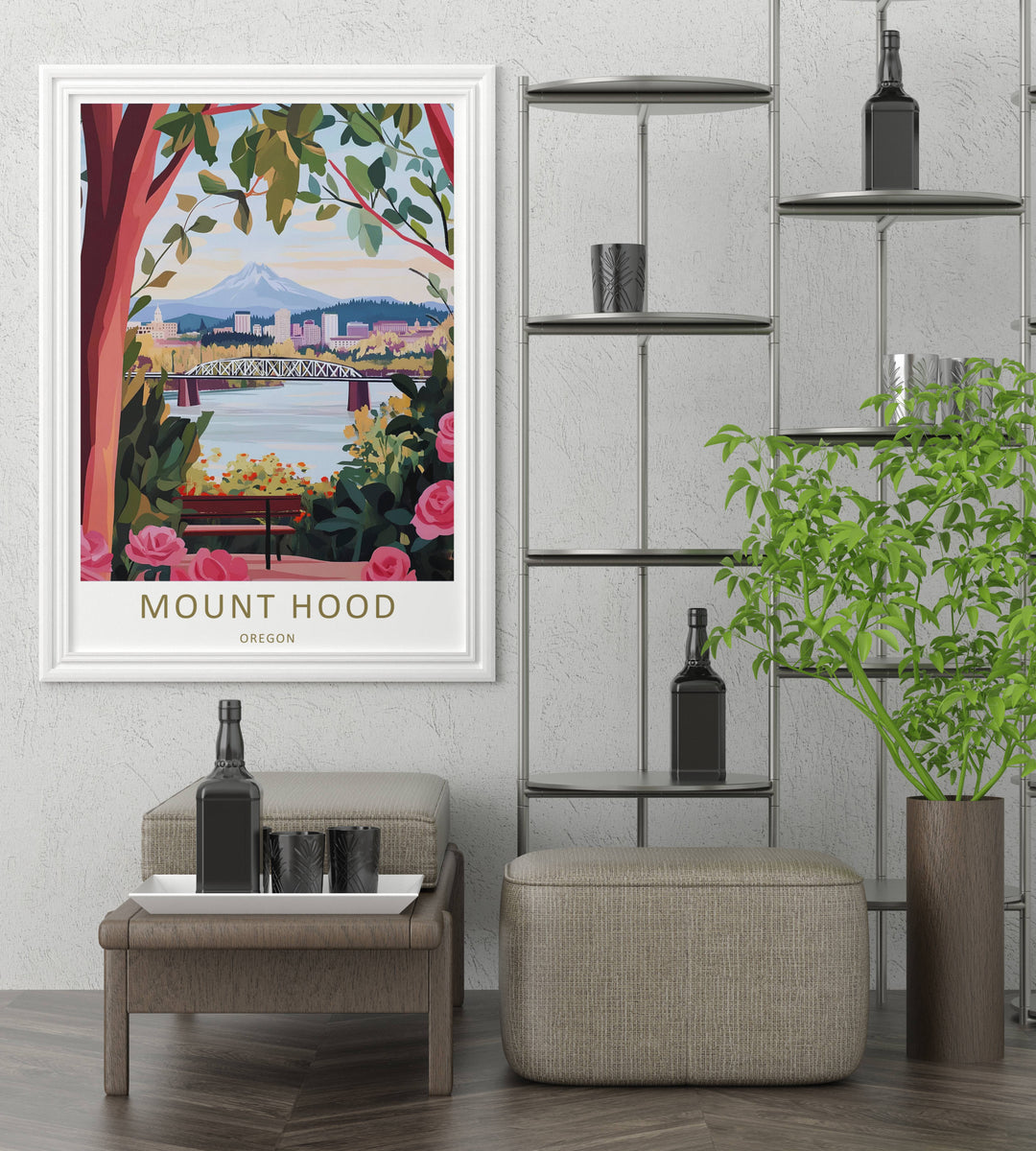 Vibrant modern cityscape landscape poster, bringing a refreshing sense of urban wanderlust into a clean, Scandinavian-style home.