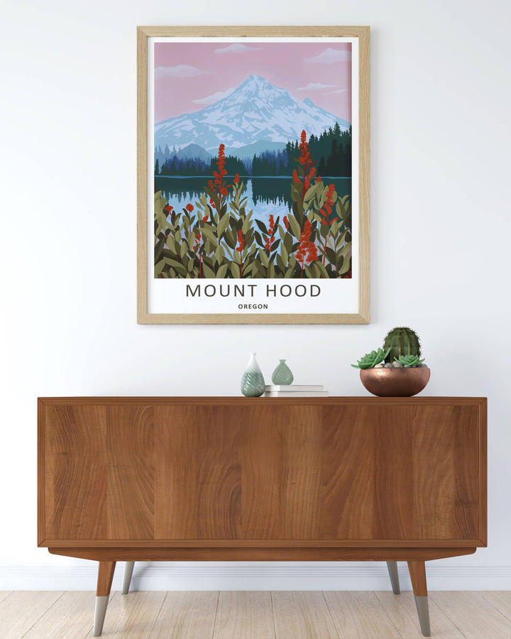 Display arrangement of framed and framed Oregon mountain prints, inspiring a nature-themed travel gallery wall layout.