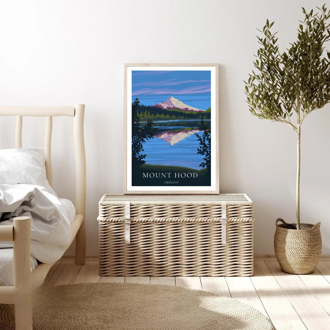 Vibrant retro vector mountain travel print. The perfect addition to a mid-century modern or Scandinavian inspired home, bringing a refreshing touch of global wanderlust to any blank wall space.