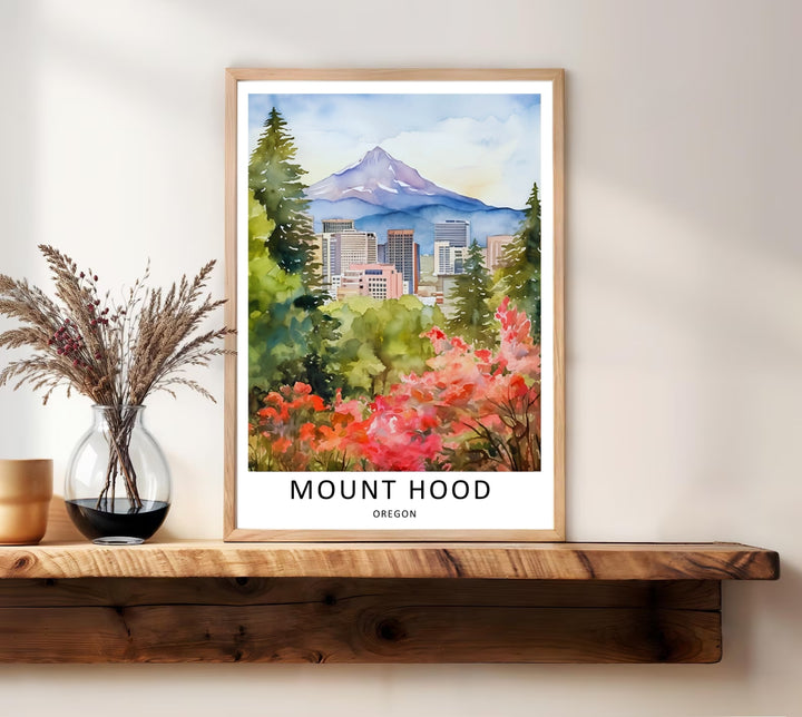 Professionally framed Portland skyline poster from MapYourDreams. Features protective glass and a durable wooden frame as illustrated in the main product listing image setup.