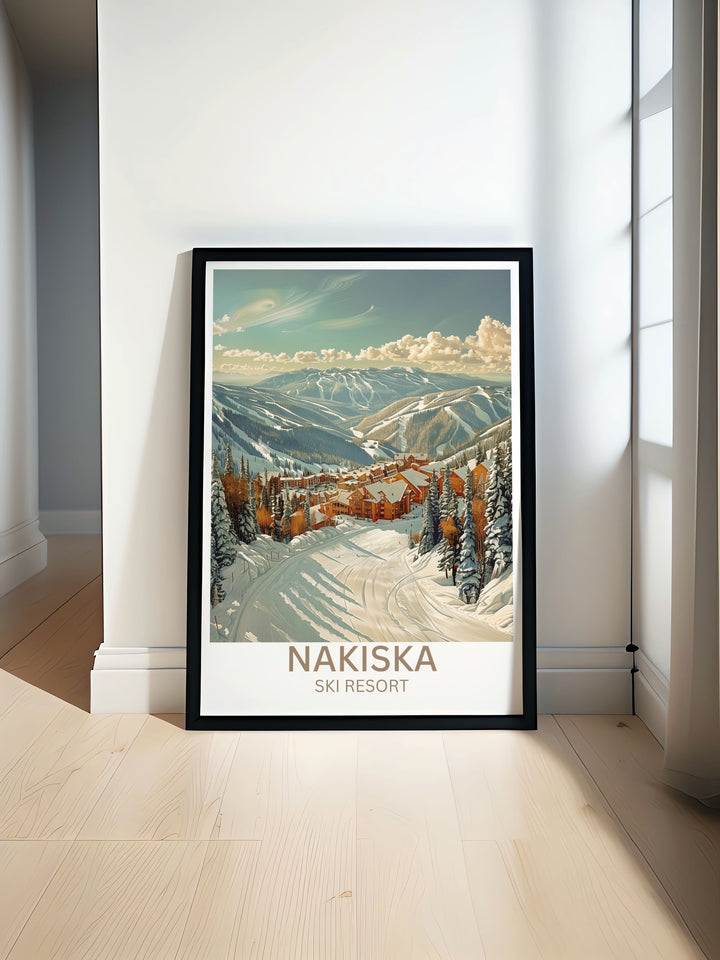 Dynamic ski action at Nakiska Resort, captured in vibrant gallery wall art, perfect for any winter sports lover.
