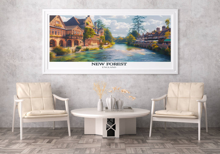 Retro style Beaulieu River poster, capturing the essence of traditional English travel art.