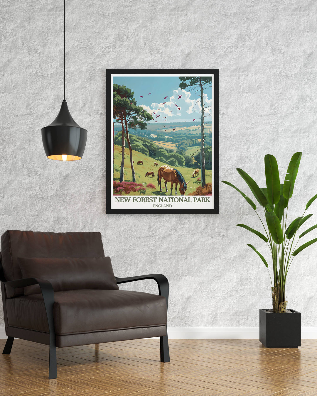 Canvas art of New Forest showcasing ponies in their natural setting, a splendid addition to any room seeking a natural aesthetic.