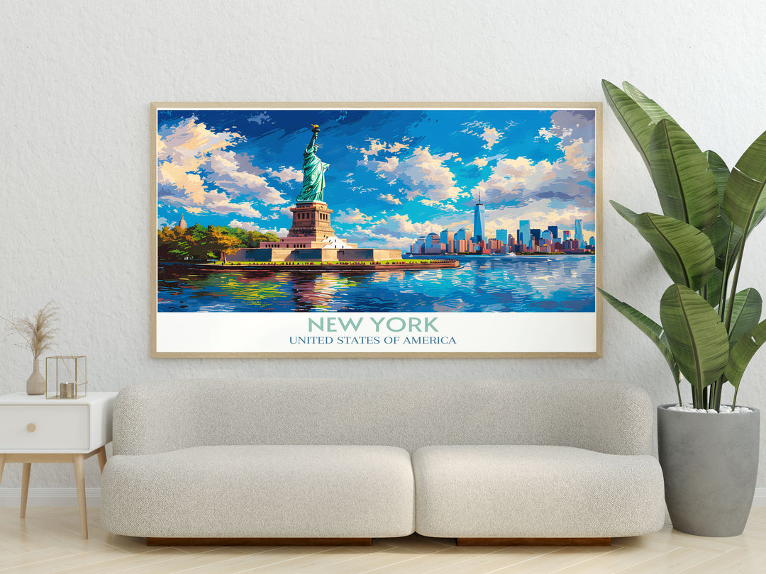 Artistic representation of the Statue of Liberty in vibrant colors, perfect for modern home decor.