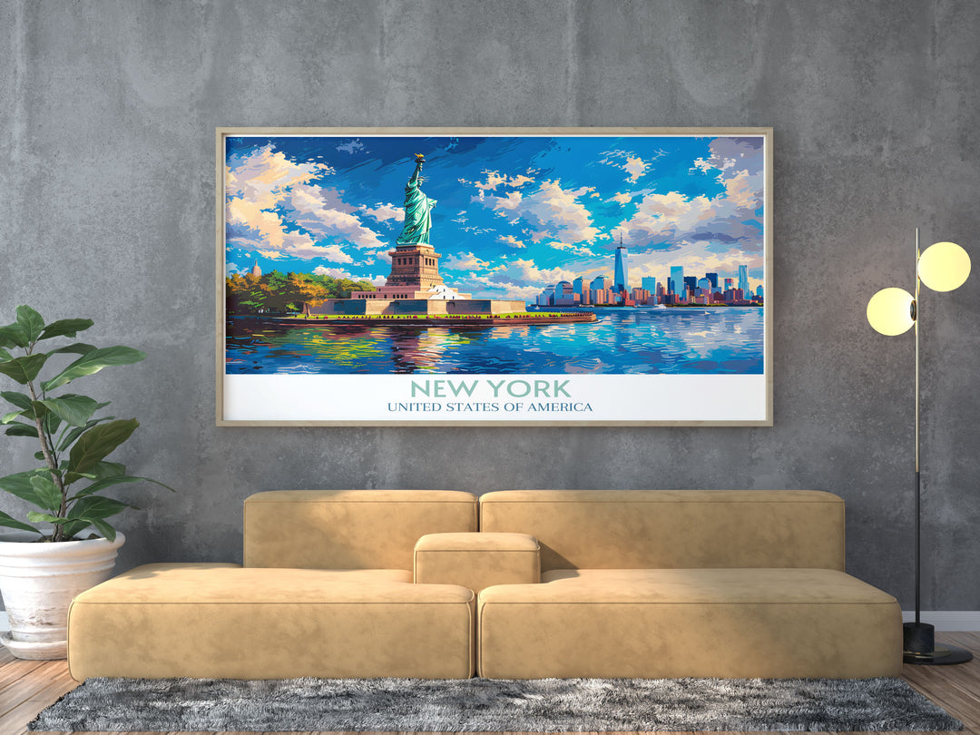 Statue of Liberty travel poster, a must have for collectors of iconic global landmarks.