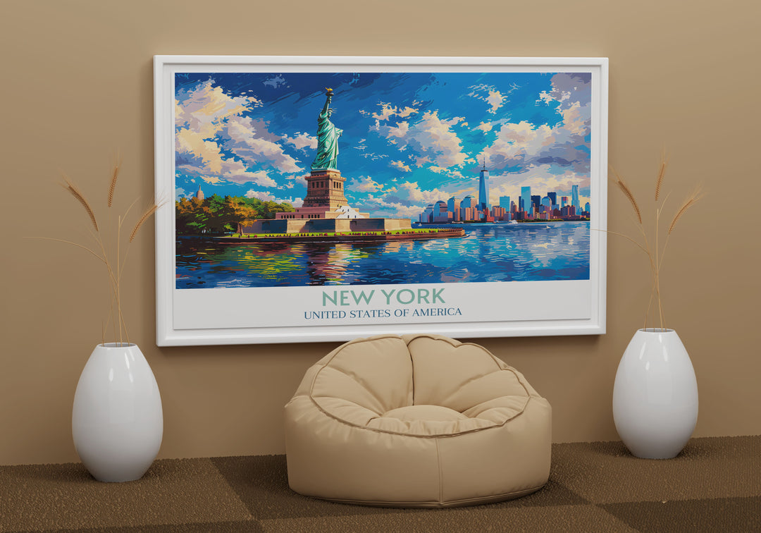 Statue of Liberty canvas print, highlighting the structures detailed architecture and cultural significance.