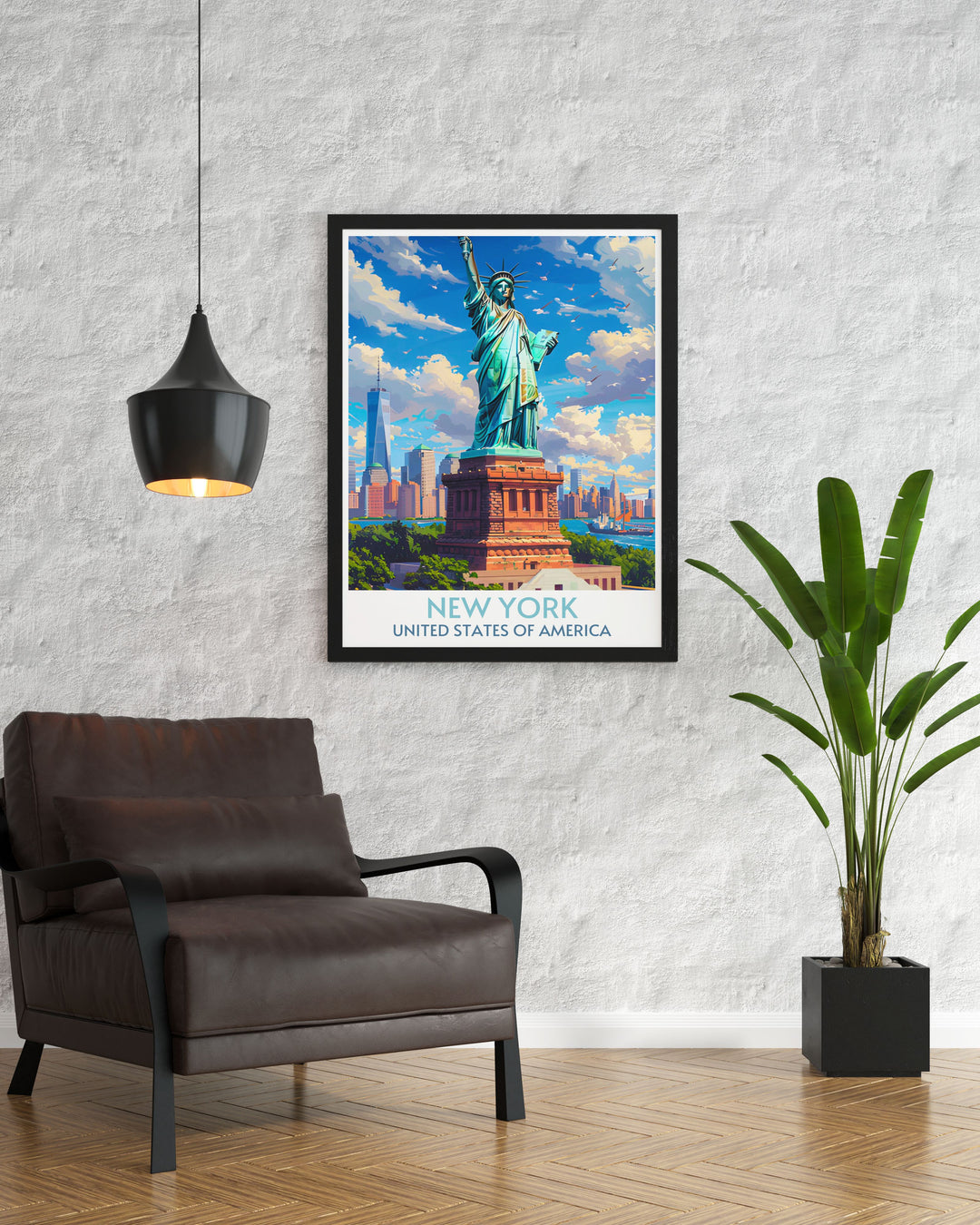 Modern wall decor featuring the Statue of Liberty, blending historical significance with contemporary style.