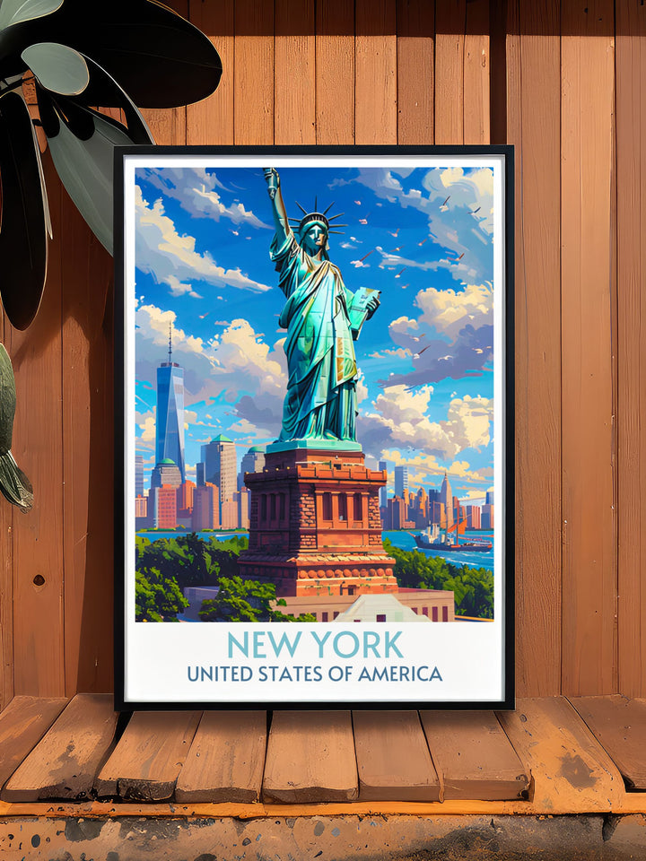 Framed print of the Statue of Liberty, perfect for collectors of national park posters.