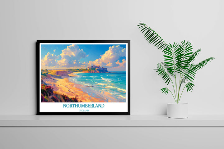 Northumberland gallery wall art featuring iconic Bamburgh Castle, ideal for collectors and travel enthusiasts.